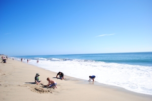 Kids playing on the beach, Pacific Ocean near San Francisco, California